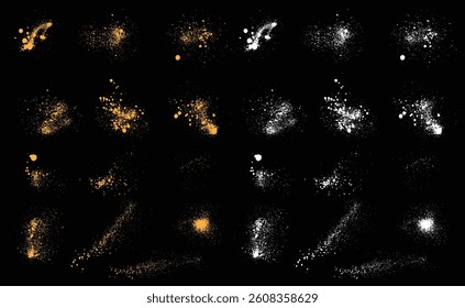 Collection of gold glitter confetti background. Splatter golden sparks light effect gold glitter luxury background set