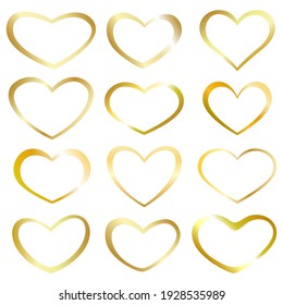 Collection gold heart. Element design for greeting cards.