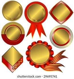 Collection of gold medals and counters (vector)