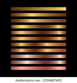 A collection of gold metallic gradient and gold foil texture.