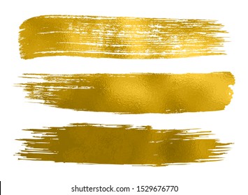 Collection of gold paint, brush strokes – vector