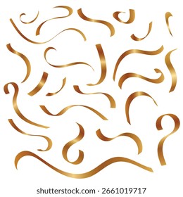 Collection of gold ribbons in different shapes