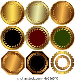 Collection gold, silver and bronze awards on white background (vector)