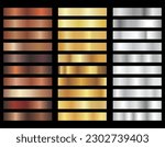 Collection of gold silver and bronze gradient for design vector illustration