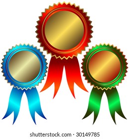 Collection of gold, silver and bronze medals (vector)