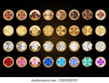 Sammlung von Gold, Silber und Bronze und mehrfarbigem Farbverlauf für Vektorgrafik