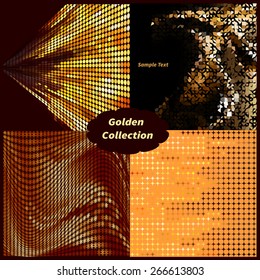 Collection of golden abstract backgrounds. 