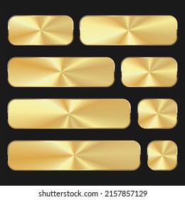 Collection of golden badges and labels different shapes 