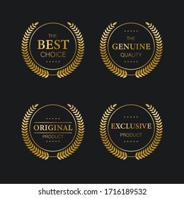 Collection of golden badges labels laurels and ribbons Premium Vector
