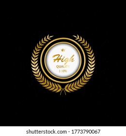 Collection of golden badges labels laurels and ribbons Premium Vector	

