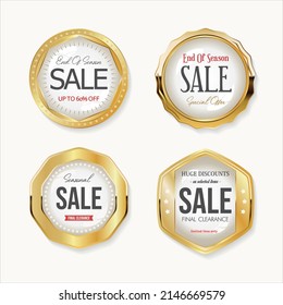 Collection of golden badges and labels retro style 