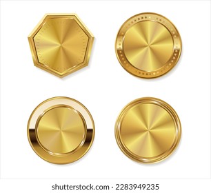 Collection of golden badges and labels retro style 