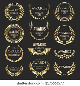 Collection of golden laurel wreaths award nominations 