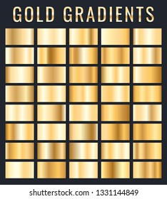 Collection of golden metallic gradient. Brilliant plates with gold effect. Vector illustration.