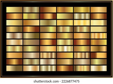 Colección de gradiente metálico dorado. Platos brillantes con efecto dorado. Ilustración vectorial.