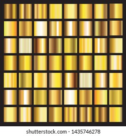 Collection of golden metallic gradient. Vector illustration.