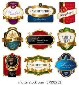 Collection of golden ornate labels