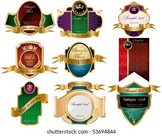 Collection of golden ornate labels