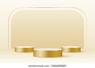 collection of golden podium platform with empty space for object showcase vector