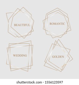 Collection of golden polygonal frame. - Vector

