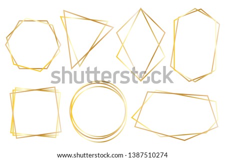 Collection of golden polygonal luxury frames vector set 