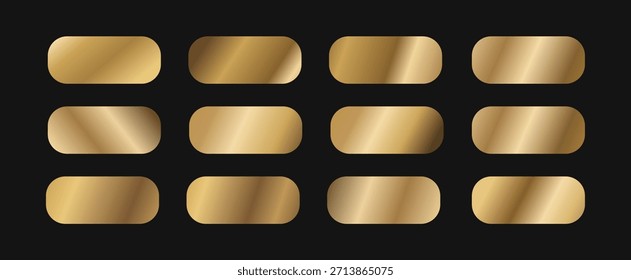 Collection of Golden premium gradient. metallic gold gradients set. vector gold gradient styles. Golden squares collection. Golden background texture. EPS10.	