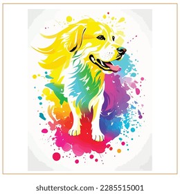 A Collection of Golden Retriever Illustrations in Different Poses and Colors" - A charming set of adult and puppy goldies, drawn in vector style. Ideal for dog-themed projects and designs.