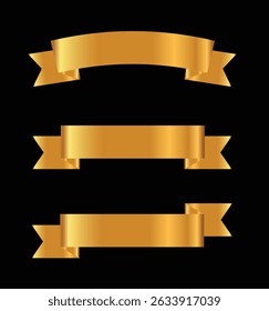 collection of golden ribbon banner template 