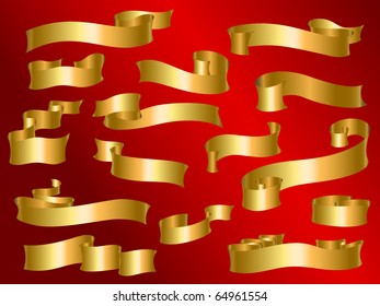 Collection of golden ribbon. Visit my portfolio for big collection of ribbons