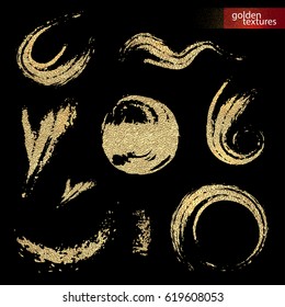 Collection of golden  textures for your design. Vector illustration.