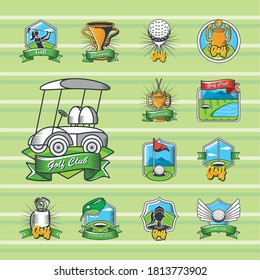 collection of golf emblems, shields, labels and badges vector illustration design