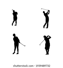 collection of golf player silhouettes