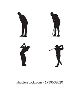 collection of golf player silhouettes