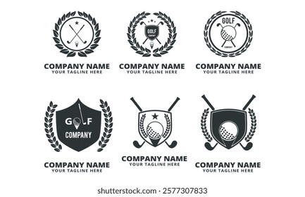 Collection of Golf Themed Logos and Badges for Business Branding