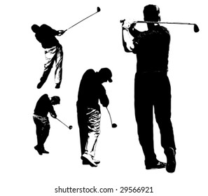 collection of golfers silhouettes