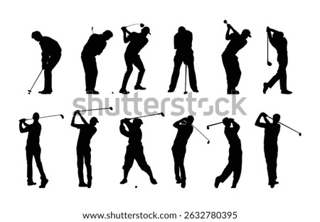 Collection of golfers in various action poses