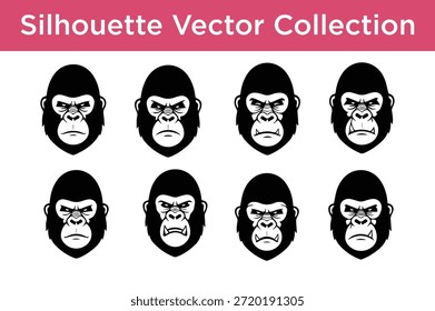 Kollektion von Gorilla-Silhouetten einzeln auf weißem Hintergrund