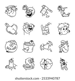 Colección de Gothic Doodle Icons 

