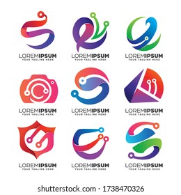 Collection of Gradient Abstract Logo Design Template Set