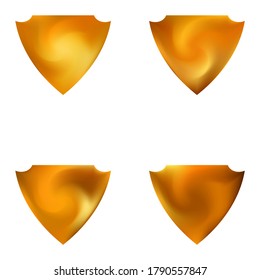 Collection of gradient backgrounds in the form of a shield. Minimal style of 80th. Trendy soft color art. Brown modern, natural covers for your creative projects and graphic design.