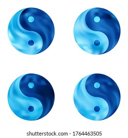 Collection of gradient backgrounds with yin yang. Trendy soft color effect. Isolated original liquid backdrop. Blue modern, natural covers for your creative projects and graphic design.