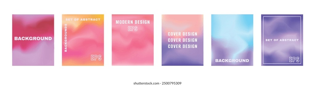 Collection gradient banners. Mesh. Modern trendy retro wallpaper. Fluid. Noise. Blurred rainbow. Curvy y2k vibrant colors. Liquid glowing horizontal defocused effect. Blend. Flow background