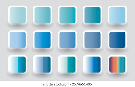 Collection of gradient blue water colour palette. Colour palette trends