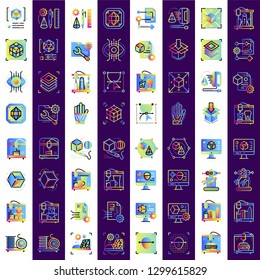 Collection of gradient icons, 3D printing and 3D modeling. Suitable for infographics, websites, print media and interfaces