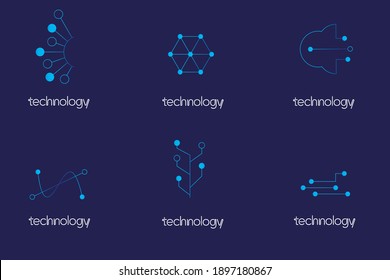 Collection of gradient and shiny technology logos