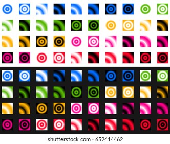 Collection of gradient templates over white and black. Color palette, color template