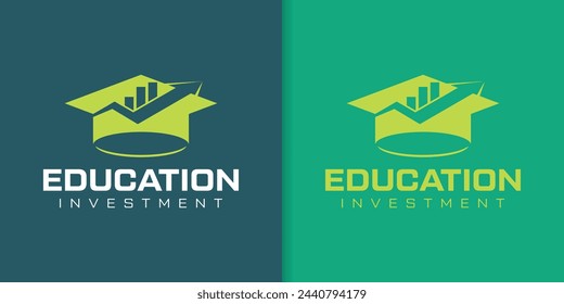 collection of Graduate Caps with Financial Bar Chart Logo Vector