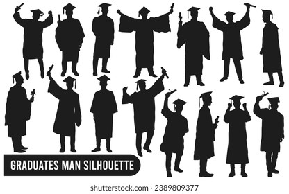 Collection of Graduate Man Silhouette Vector