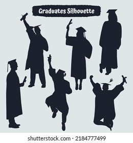 Collection of Graduates Celebrating silhouettes in different poses