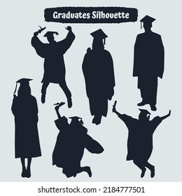 Collection of Graduates Celebrating silhouettes in different poses